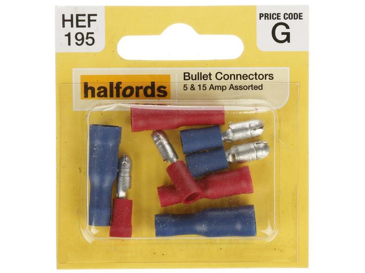 Halfords Assorted Male & Female Bullet Connectors 5 & 15 Amp (ELEC128)