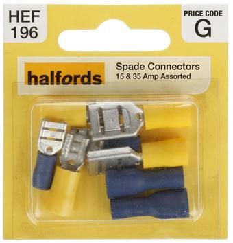 Halfords Assorted Male & Female Spade Connectors 15 & 35 Amp (HEF196)