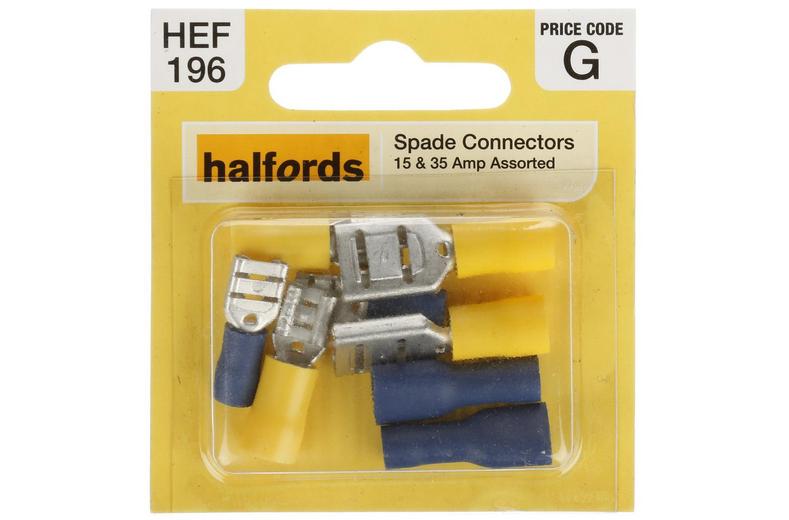 Halfords Assorted Male & Female Spade Connectors 15 & 35 Amp (HEF196) Halfords Assorted Male & Female Spade Connectors 15 & 35 Amp (HEF196)