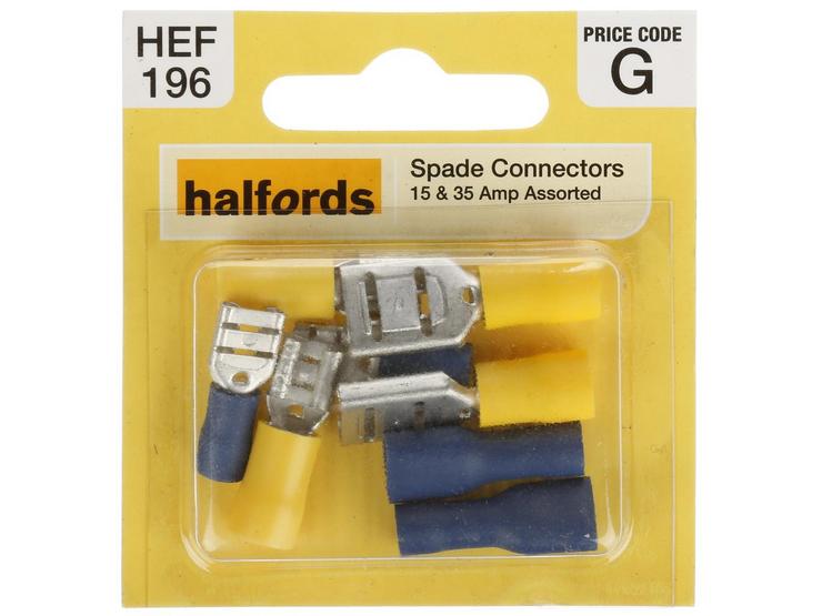 Halfords Assorted Male & Female Spade Connectors 15 & 35 Amp (HEF196)