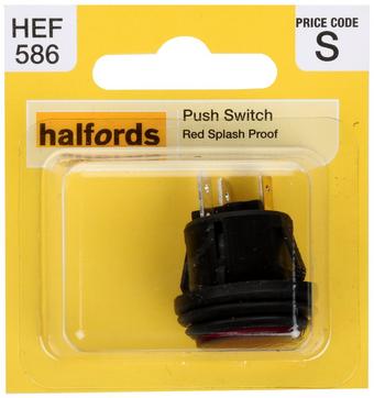 Halfords Push Switch On/Off Splash Proof Red (ELEC247)