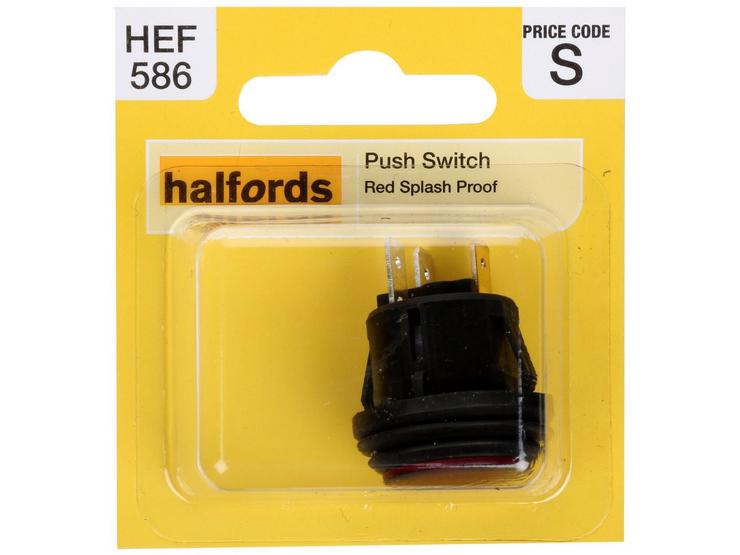 Halfords Push Switch On/Off Splash Proof Red (ELEC247)