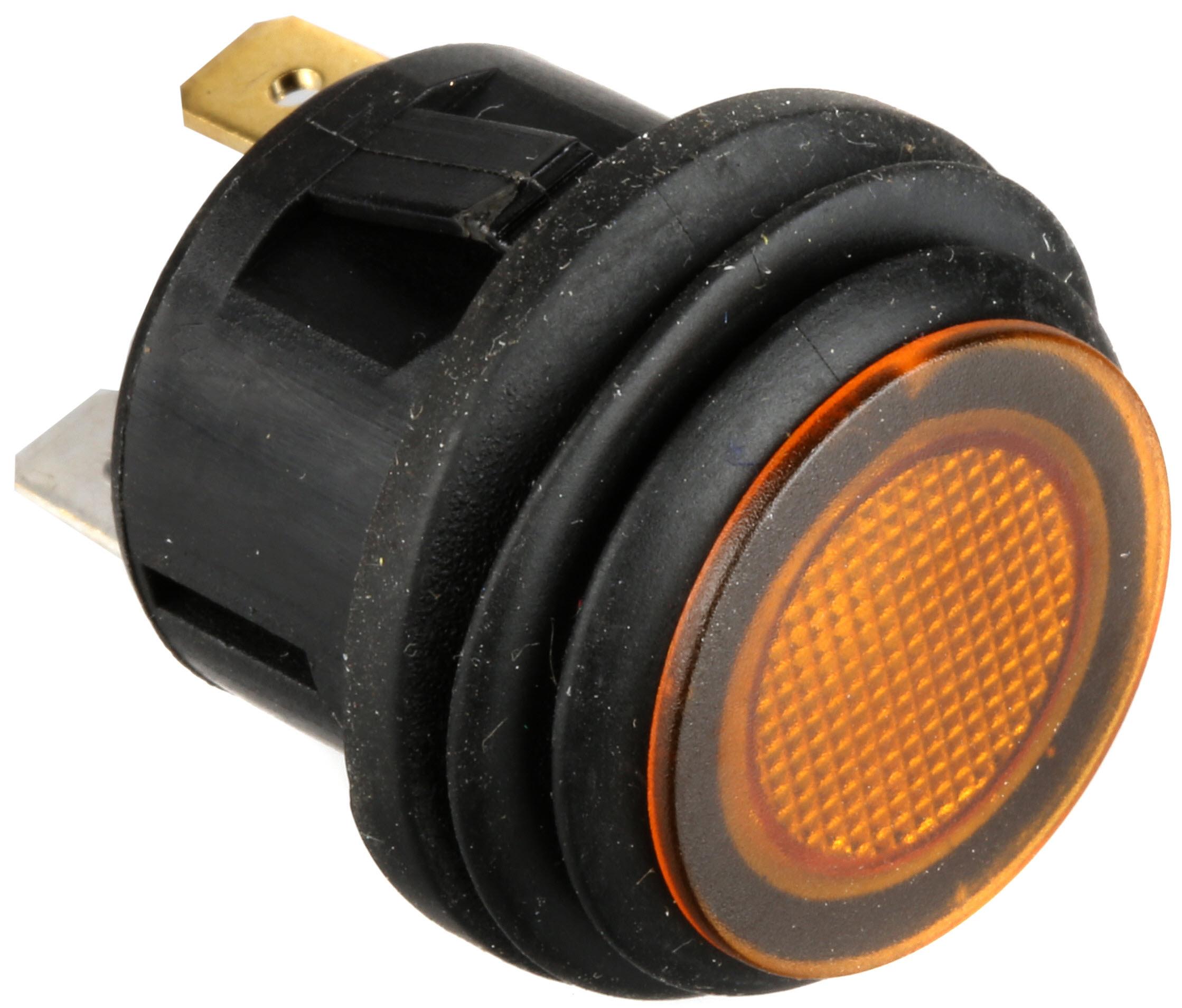 Halfords Push Switch On/Off Splash Proof Amber (ELEC244)