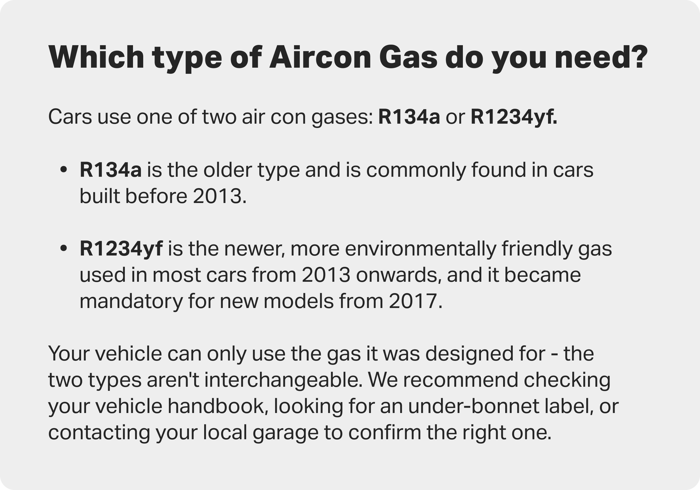 Air Con Regas Service (R134a)