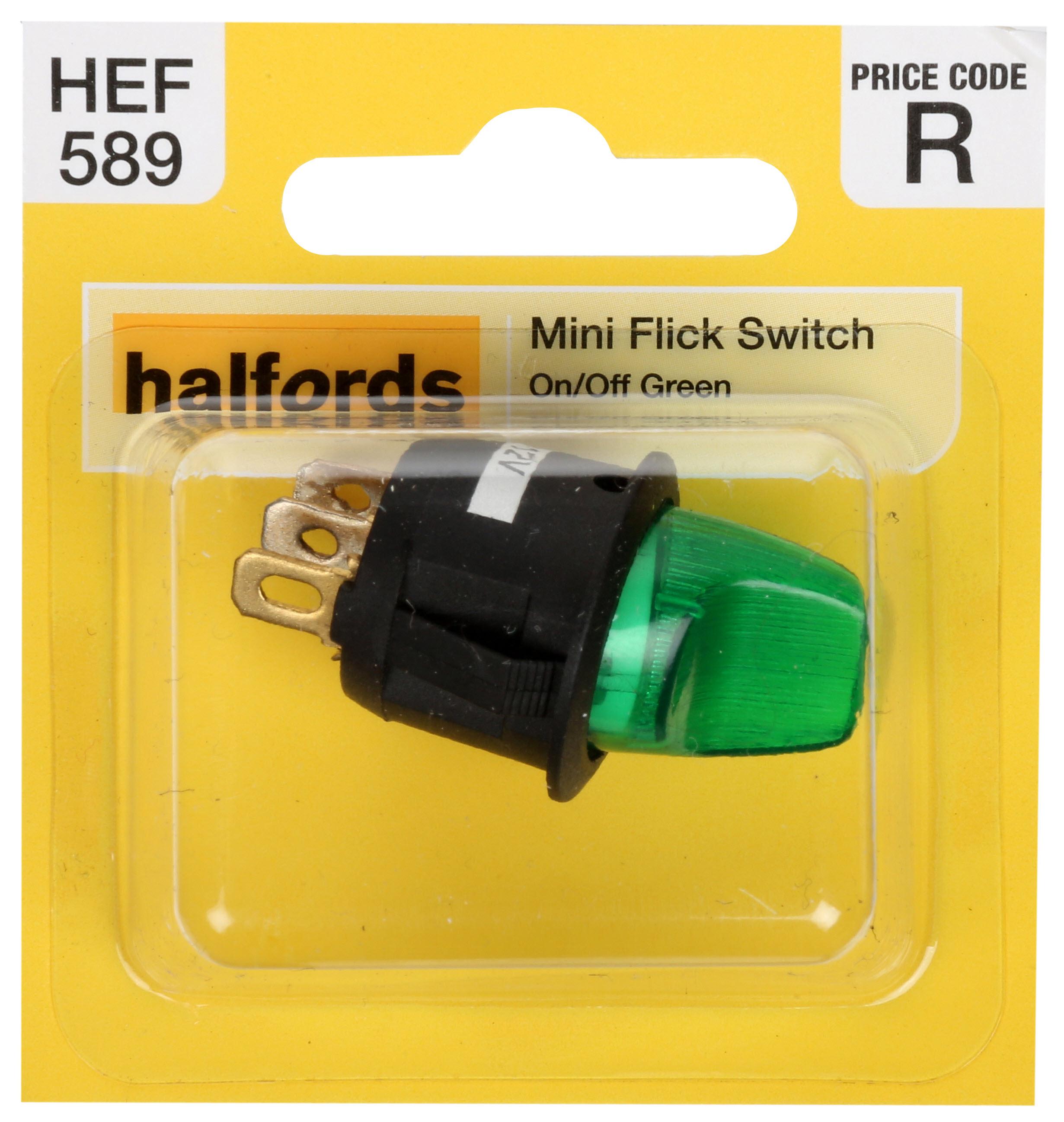 Halfords Mini Flick Switch On/Off Illuminated Green (Hef589)