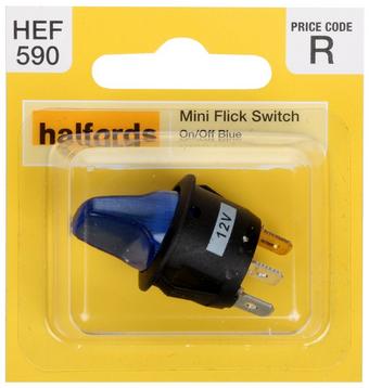 Halfords Mini Flick Switch On/Off Illuminated Blue (ELEC237)
