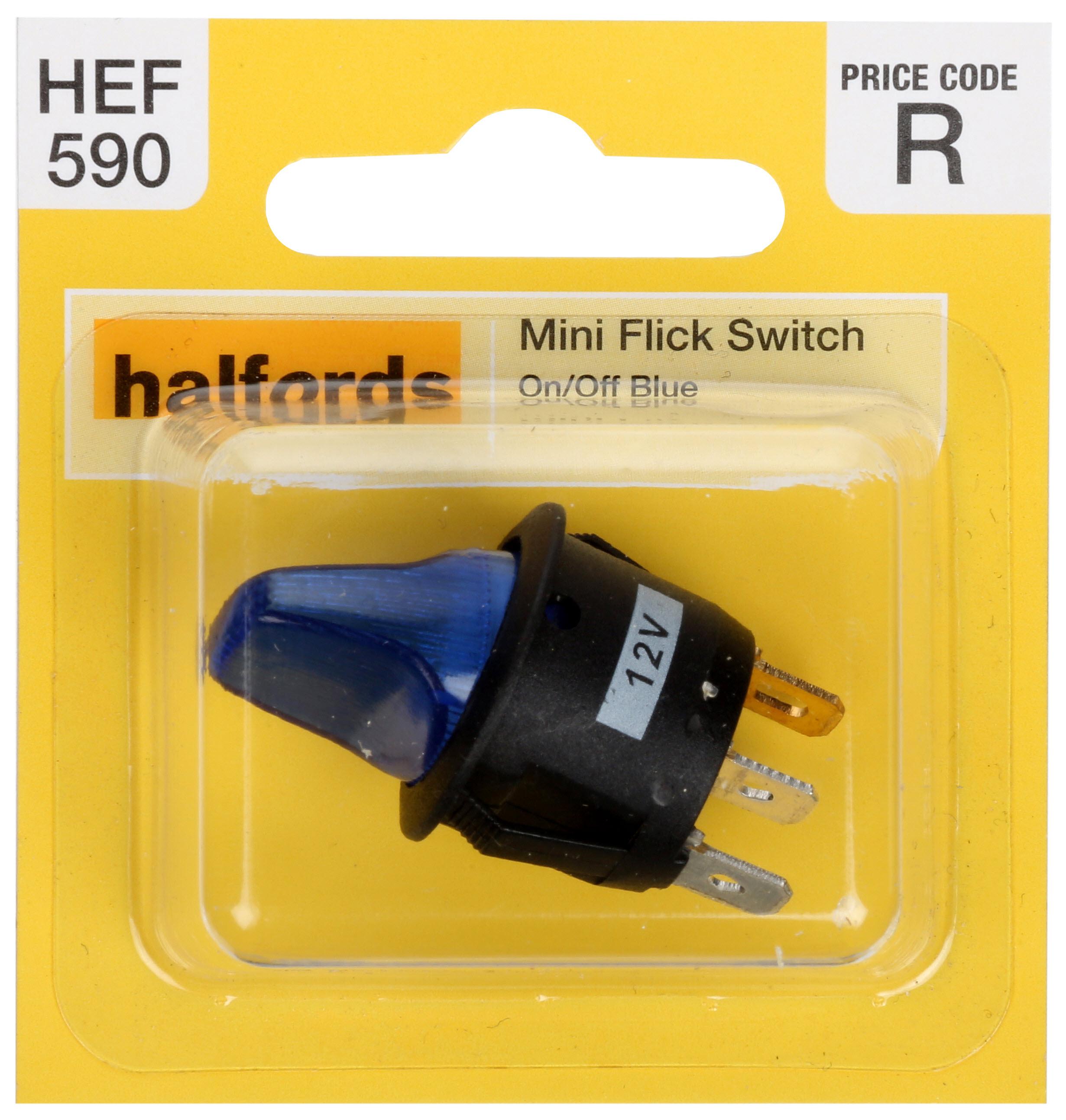 Halfords Mini Flick Switch On/Off Illuminated Blue (HEF590)