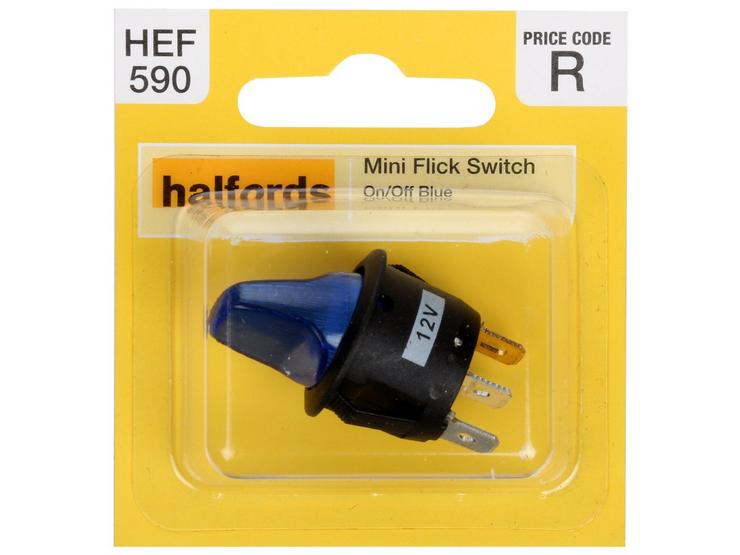 Halfords Mini Flick Switch On/Off Illuminated Blue (ELEC237)