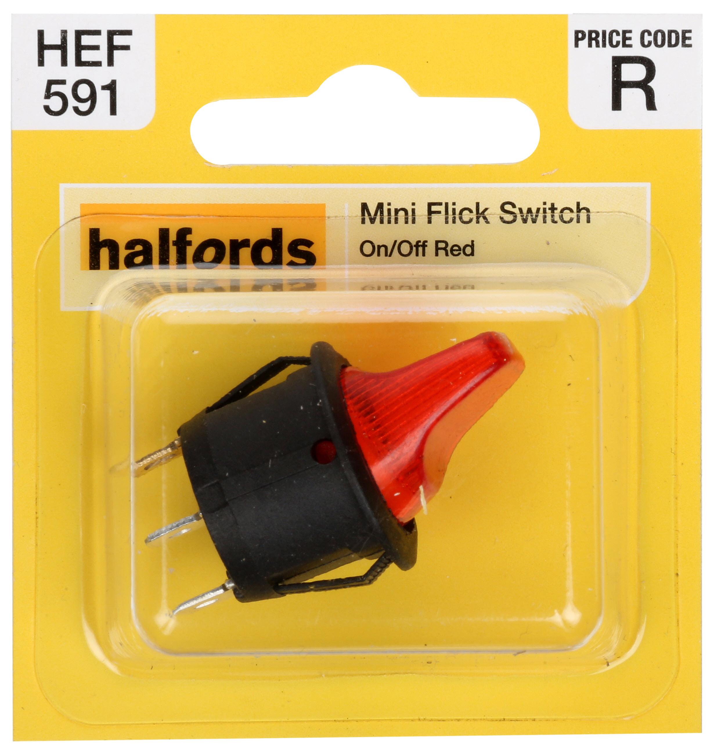 Halfords Mini Flick Switch On/Off Illuminated Red (Hef591)