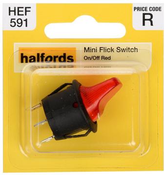 Halfords Mini Flick Switch On/Off Illuminated Red (HEF591)