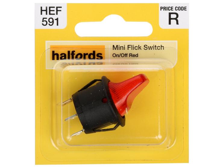 Halfords Mini Flick Switch On/Off Illuminated Red (HEF591)