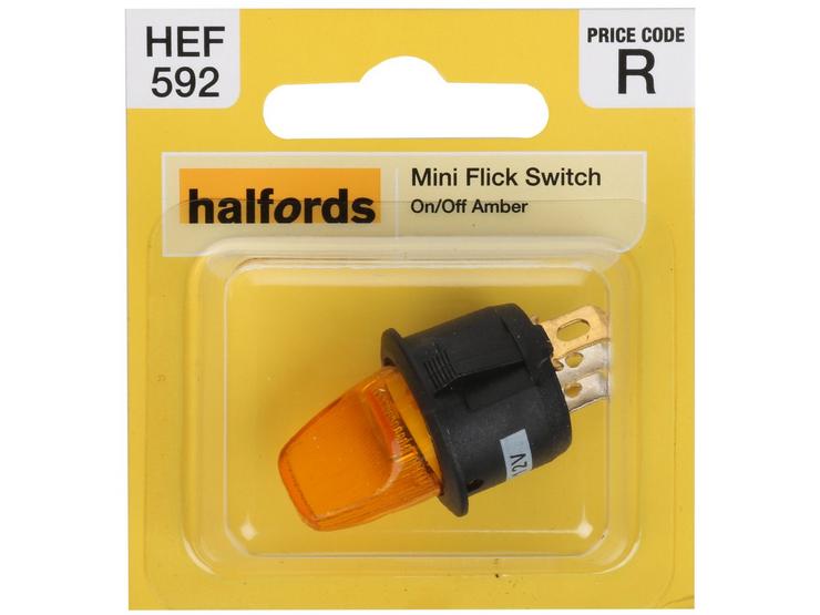 Halfords Mini Flick Switch On/Off Illuminated Amber (HEF592)