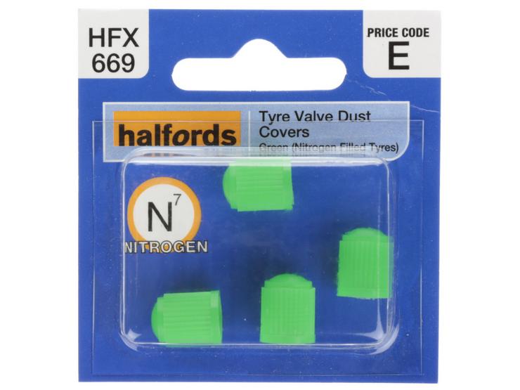 Halfords Tyre Valve Dust Caps Green (HFX669)
