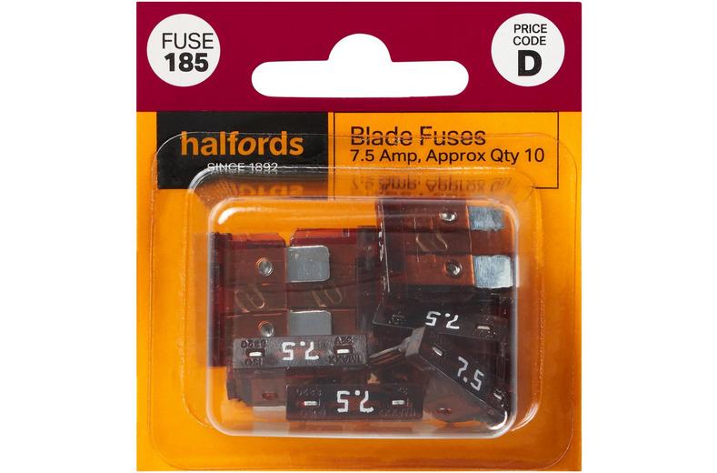 Halfords Blade Fuses 7.5 Amp (FUSE185) Halfords Blade Fuses 7.5 Amp (FUSE185)