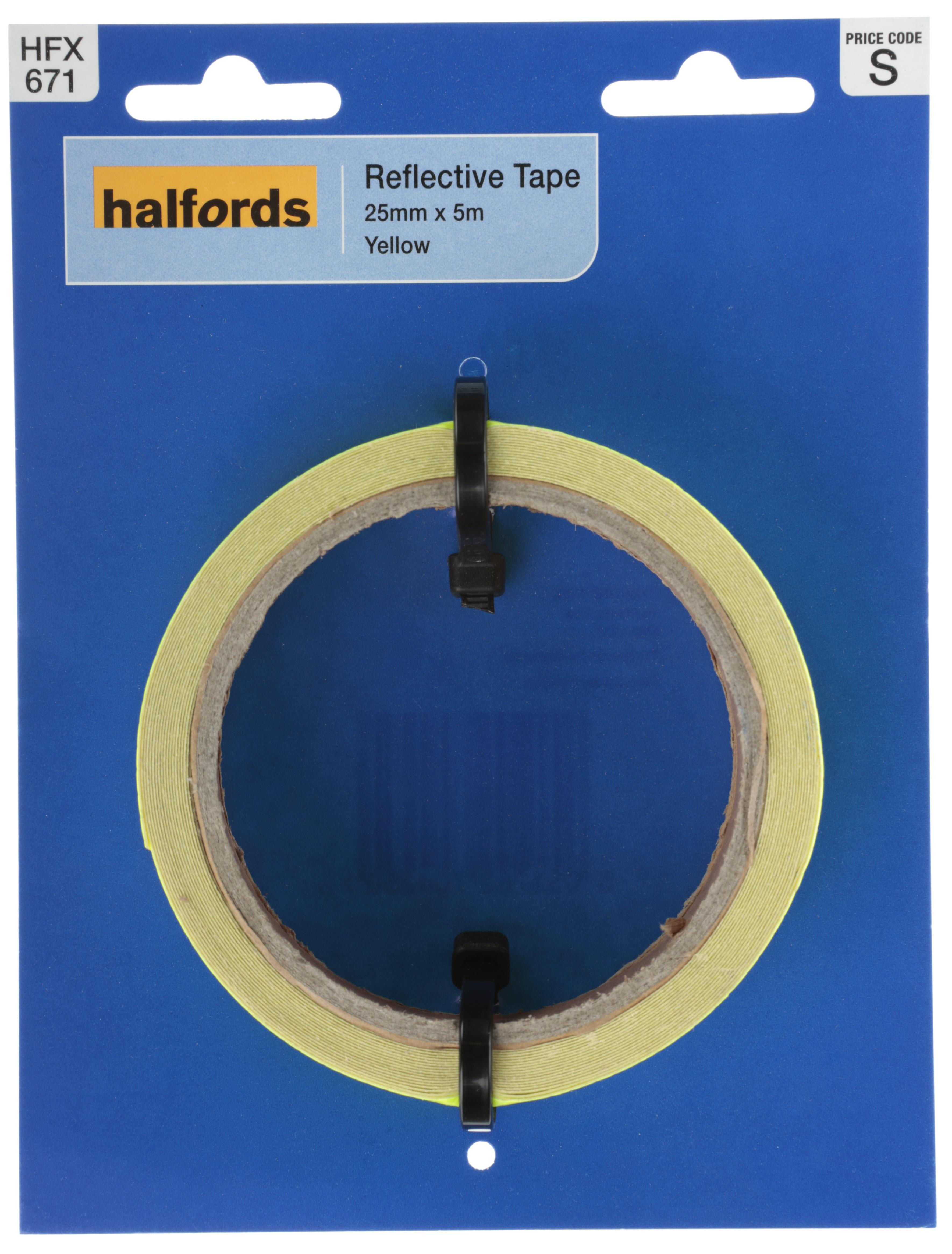 Halfords Reflective Tape Yellow 25mm x 5M (HFX671)