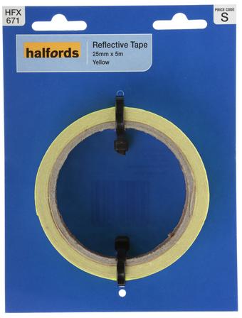 Halfords Reflective Tape Yellow 25mm x 5M (HFX671)