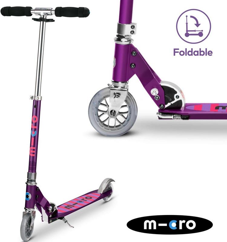 Halfords Micro Sprite Purple Stripe Kids Scooter | Extra 8% off for BC Members