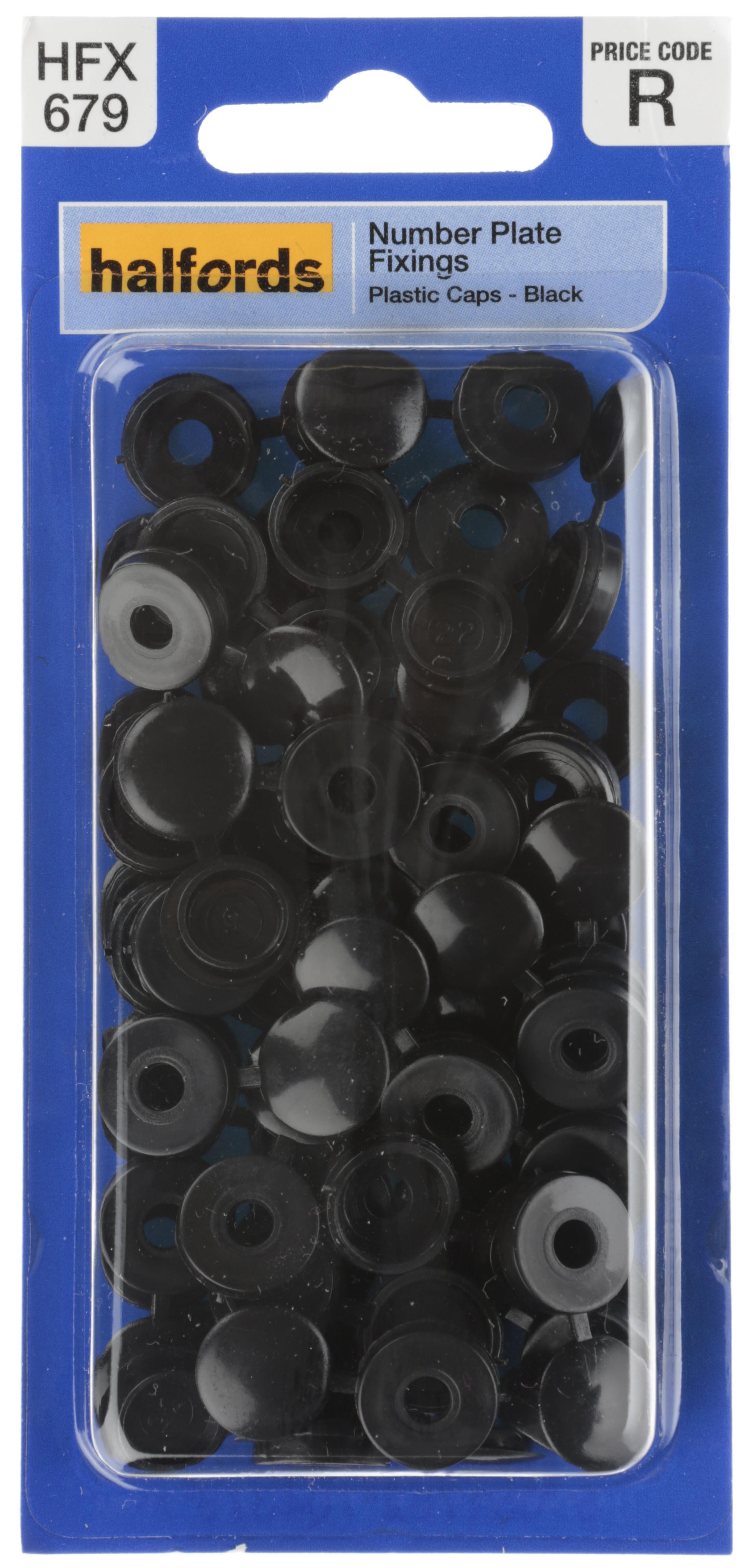 Halfords Number Plate Plastic Caps Black (Hfx679)