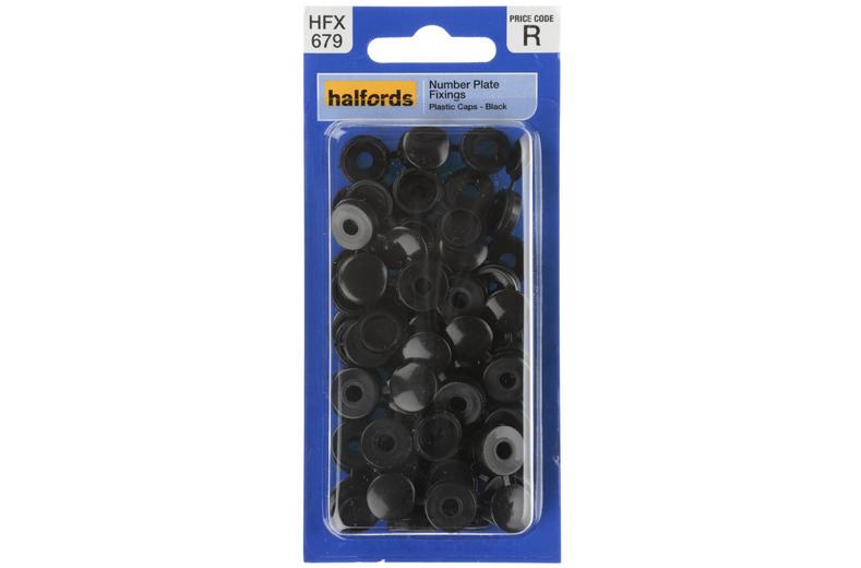 Halfords Number Plate Plastic Caps Black (HFX679) Halfords Number Plate Plastic Caps Black (HFX679)