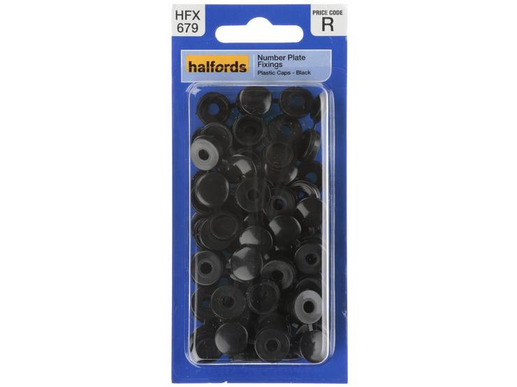 Halfords Number Plate Plastic Caps Black (HFX679)