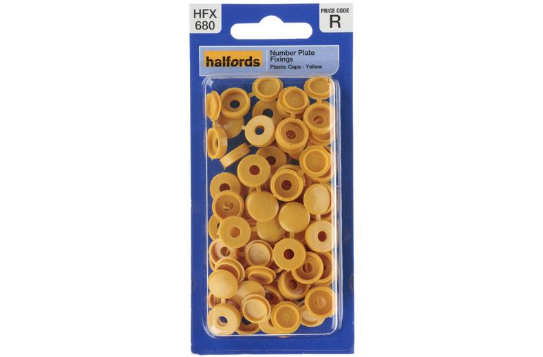 Halfords Number Plate Plastic Caps Yellow (FIXG287) Halfords Number Plate Plastic Caps Yellow (FIXG287)