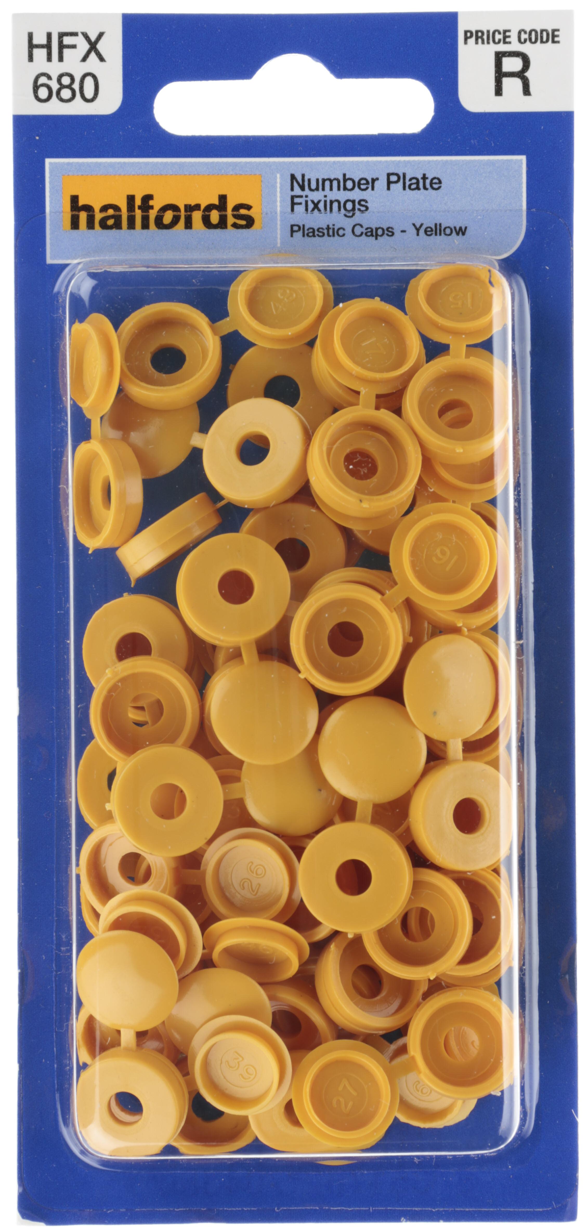 Halfords Number Plate Plastic Caps Yellow (Hfx680)