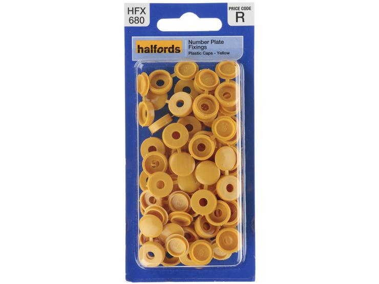 Halfords Number Plate Plastic Caps Yellow (HFX680)