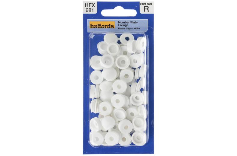 Halfords Number Plate Plastic Caps White (FIXG288) Halfords Number Plate Plastic Caps White (FIXG288)