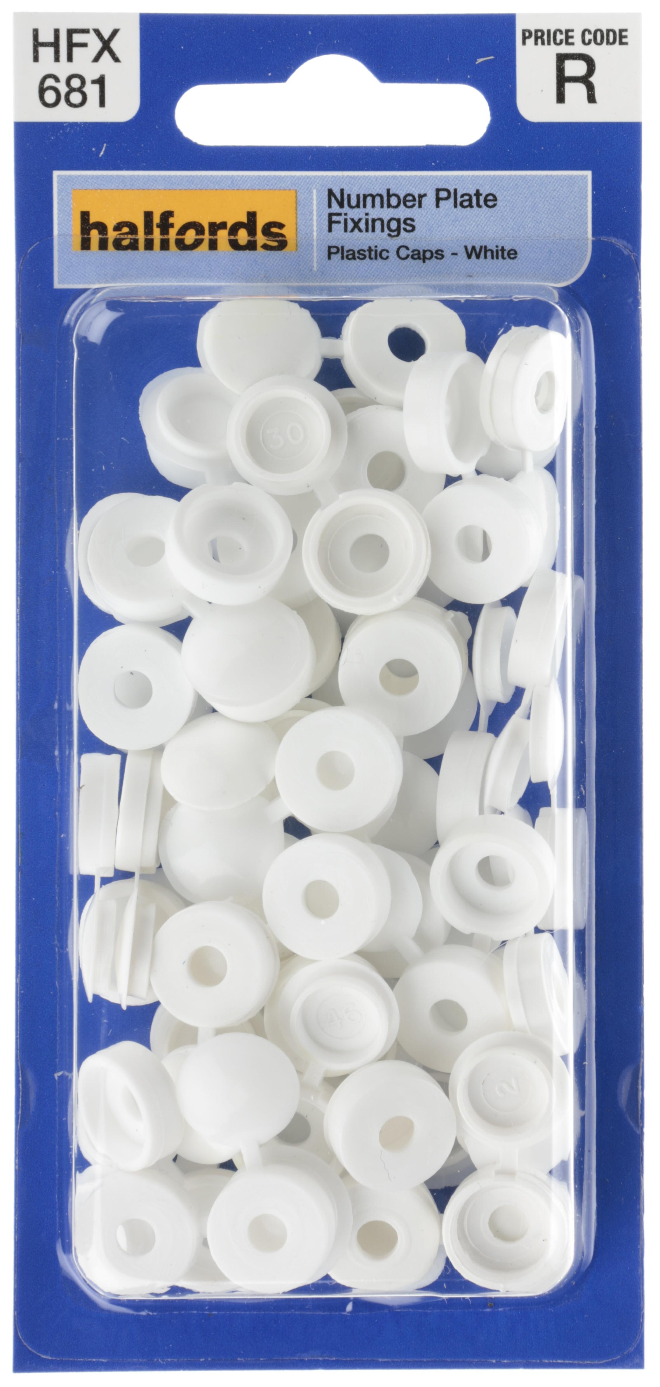 Halfords Number Plate Plastic Caps White (Hfx681)