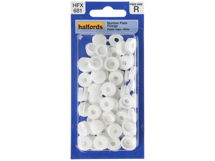 Halfords Number Plate Plastic Caps White (HFX681)