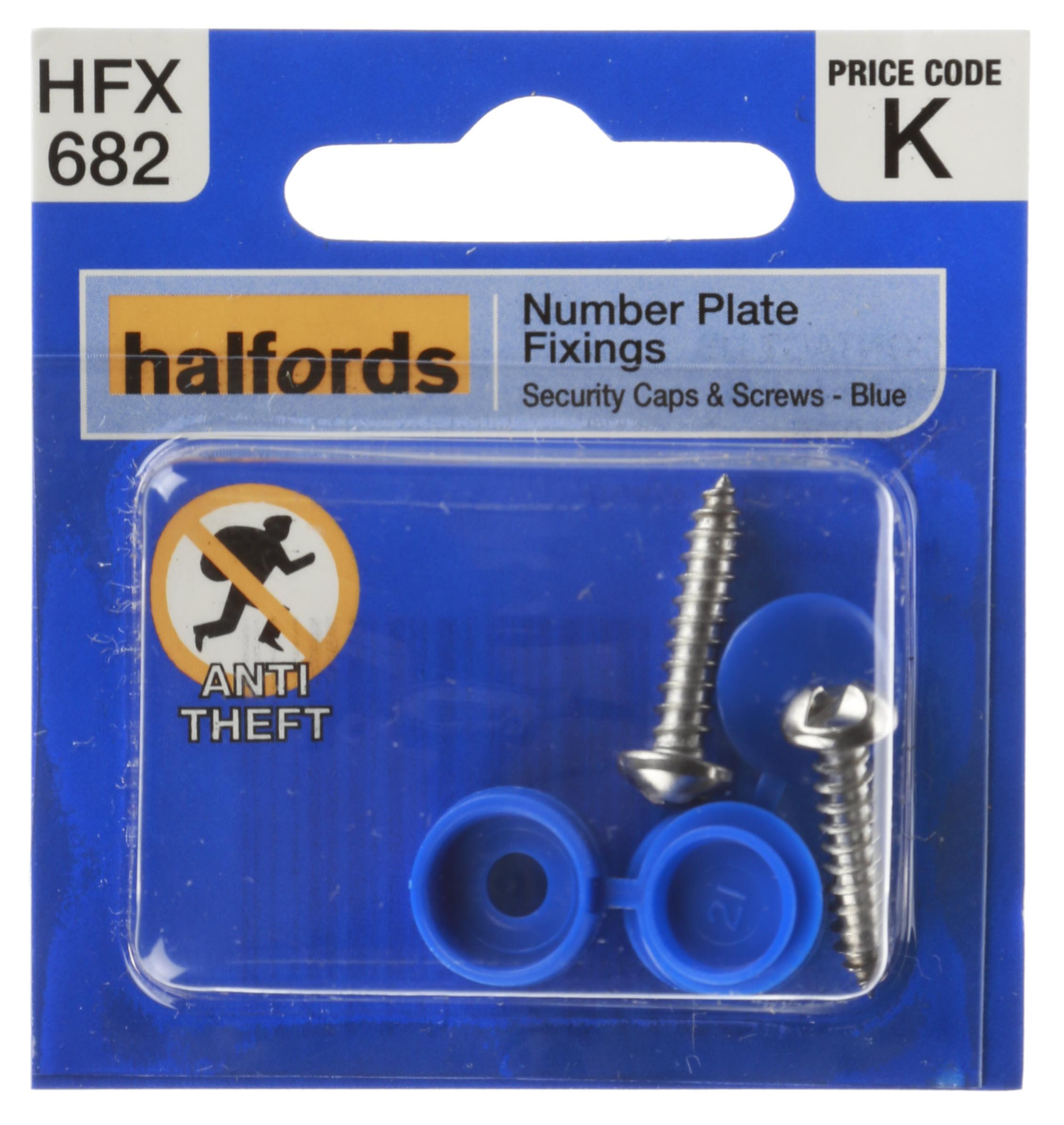 Halfords Number Plate Screws & Plastic Caps Blue (Hfx682)