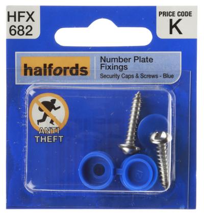 Halfords Number Plate Screws and Caps - Blue (FIXG209) Halfords Number Plate Screws and Caps - Blue (FIXG209)