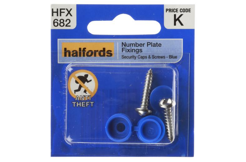 Halfords Number Plate Screws and Caps - Blue (FIXG209) Halfords Number Plate Screws and Caps - Blue (FIXG209)