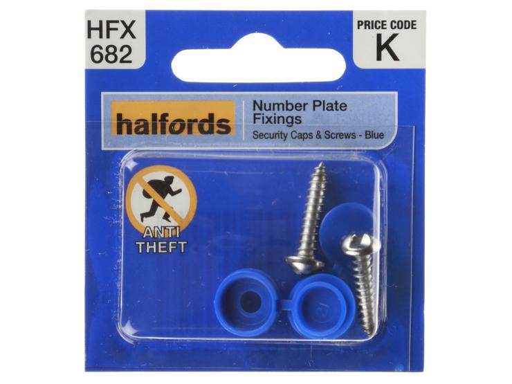 Halfords Number Plate Screws and Caps - Blue (FIXG209)
