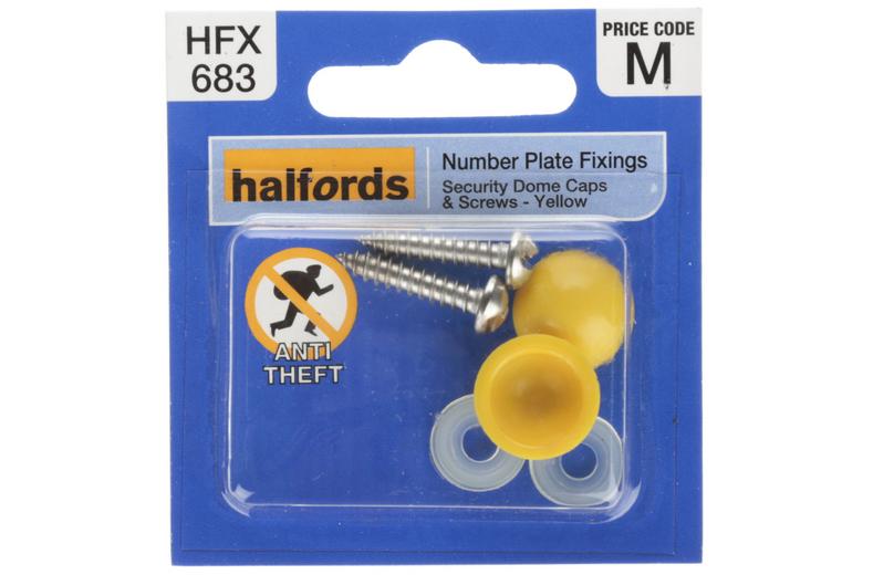 Halfords Number Plate Screws and Caps - Yellow (FIXG211) Halfords Number Plate Screws and Caps - Yellow (FIXG211)