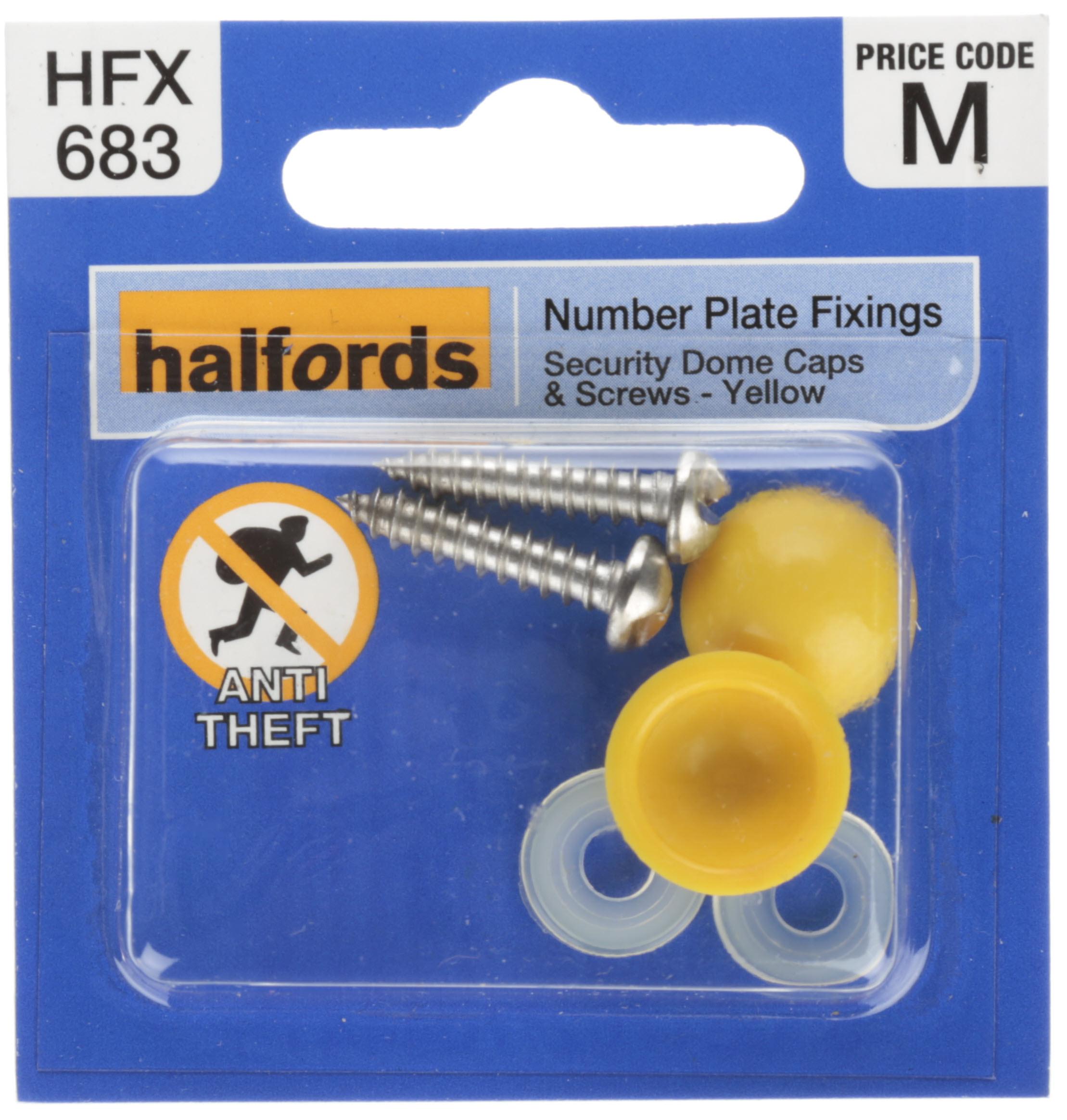 Halfords Number Plate Security Screw & Domed Cap Yellow (Hfx683)