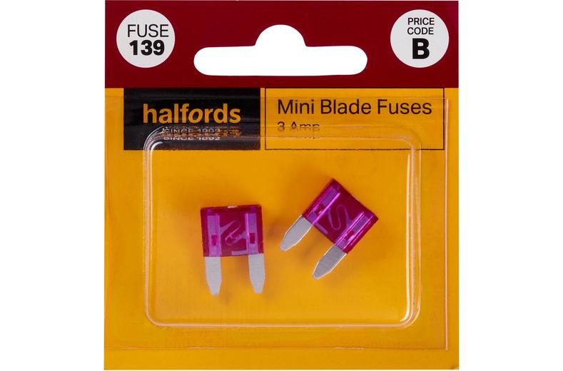 Halfords Mini Blade Fuses 3 Amp (FUSE139) Halfords Mini Blade Fuses 3 Amp (FUSE139)