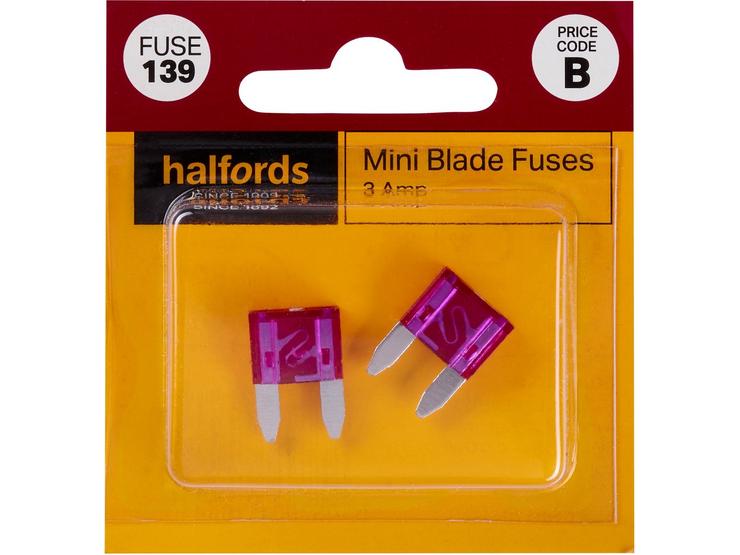 Halfords Mini Blade Fuses 3 Amp (FUSE139)