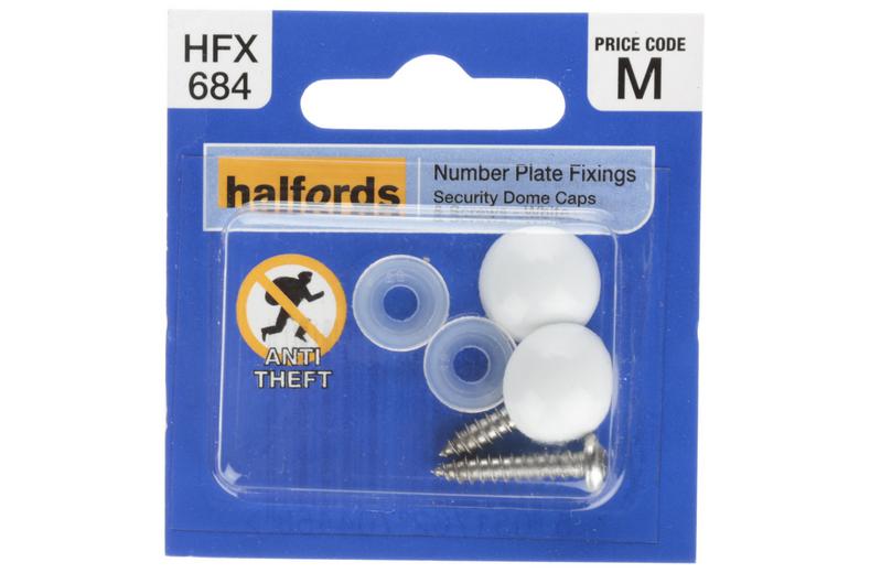 Halfords Number Plate Screws and Caps - White (FIXG212) Halfords Number Plate Screws and Caps - White (FIXG212)