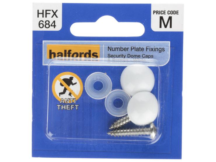 Halfords Number Plate Security Screw & Domed Cap White (HFX684)