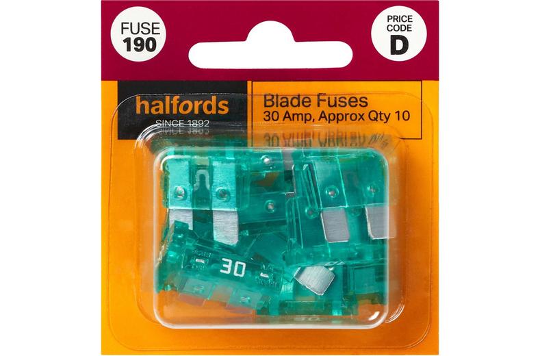 Halfords Blade Fuses 30 Amp (FUSE190) Halfords Blade Fuses 30 Amp (FUSE190)