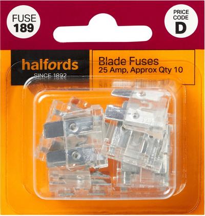 Halfords Blade Fuses 25 Amp (FUSE189) Halfords Blade Fuses 25 Amp (FUSE189)