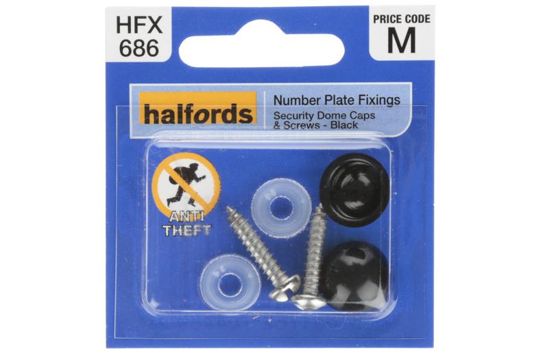 Halfords Number Plate Screws and Caps - Black (FIXG213) Halfords Number Plate Screws and Caps - Black (FIXG213)