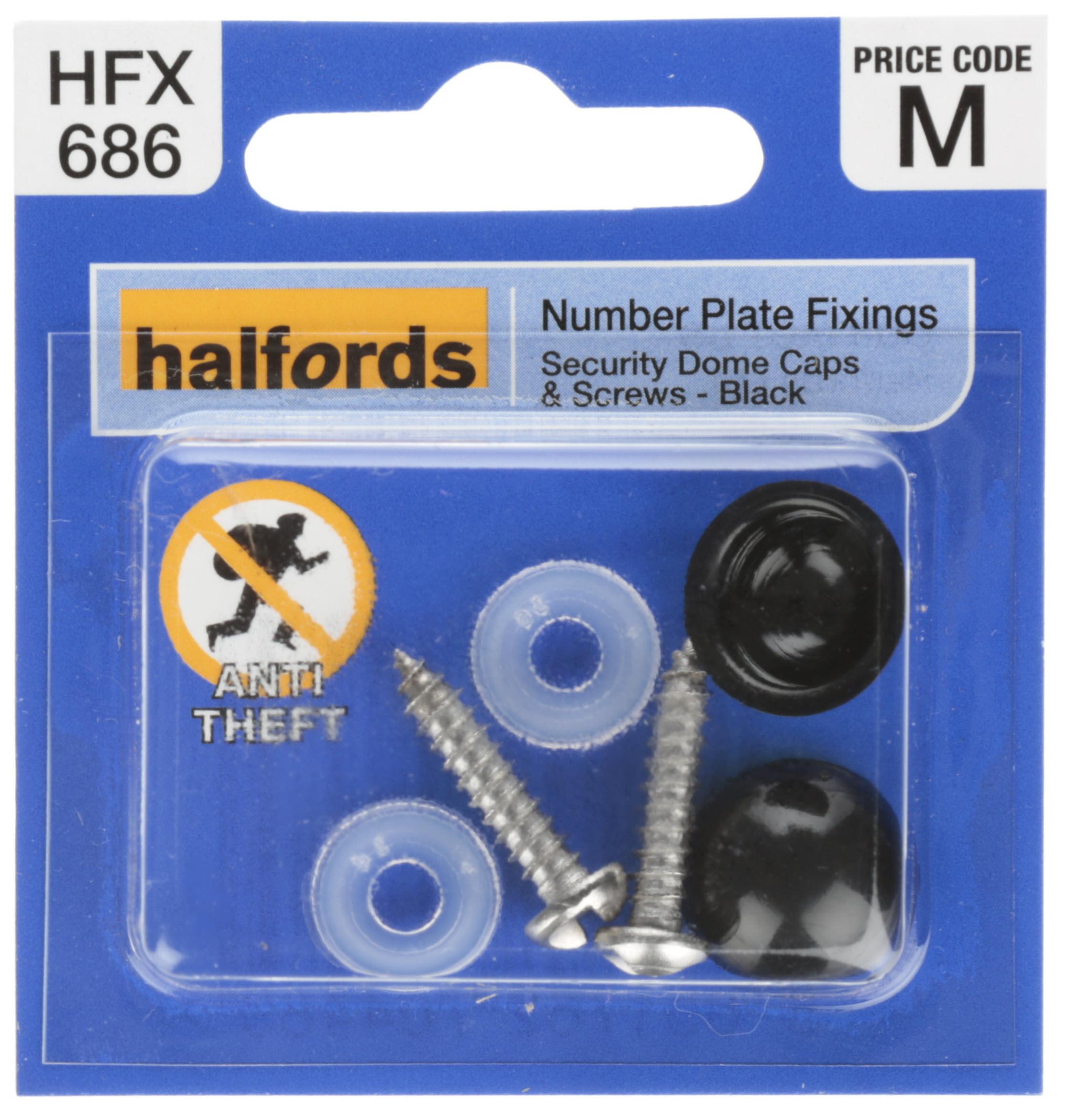Halfords Number Plate Security Screw & Domed Cap Black (Hfx686)