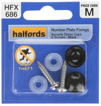 Halfords Number Plate Security Screw & Domed Cap Black (HFX686)