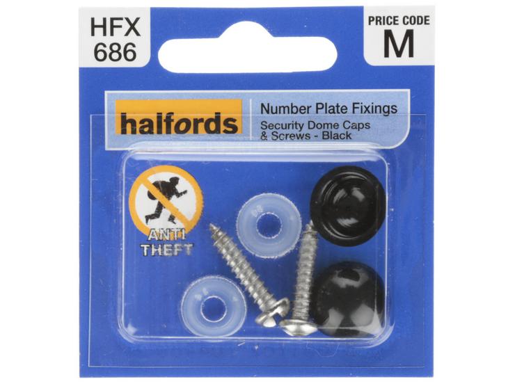 Halfords Number Plate Security Screw & Domed Cap Black (HFX686)