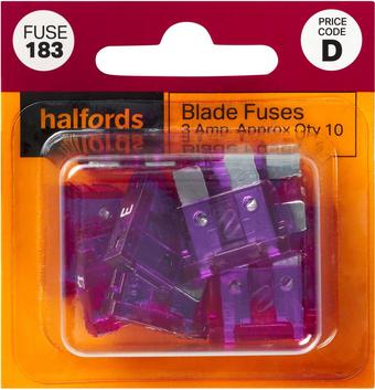 Halfords Blade Fuses 3 Amp (FUSE183)