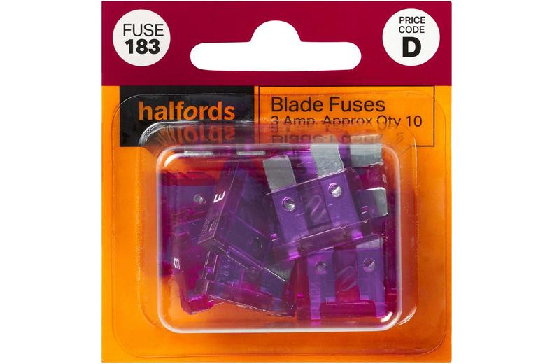 Halfords Blade Fuses 3 Amp (FUSE183) Halfords Blade Fuses 3 Amp (FUSE183)