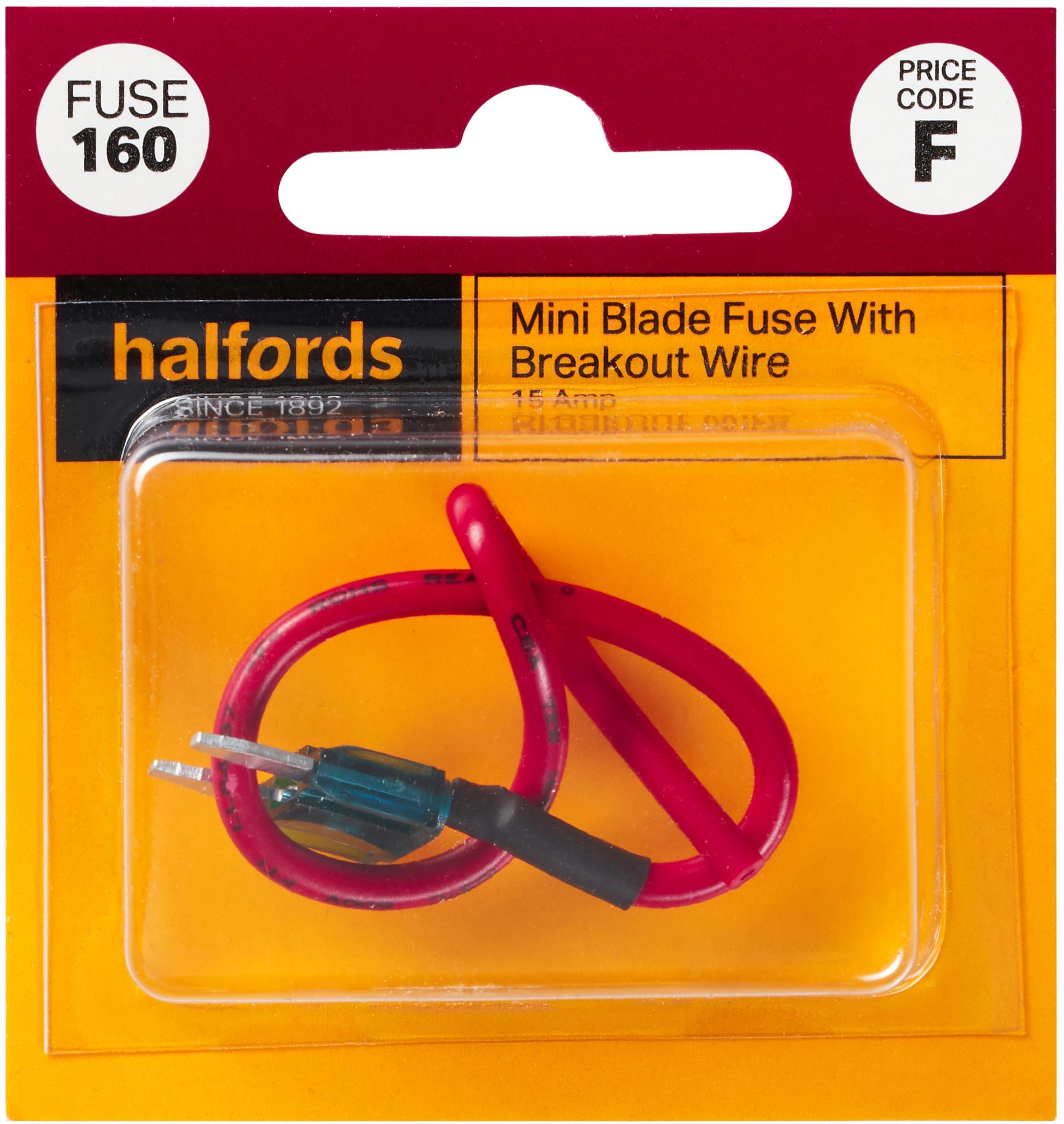 Halfords Mini Blade Fuse + Breakout Wire 15 Amp (FUSE160)