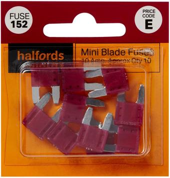 Halfords Mini Blade Fuses 10 Amp (FUSE152)